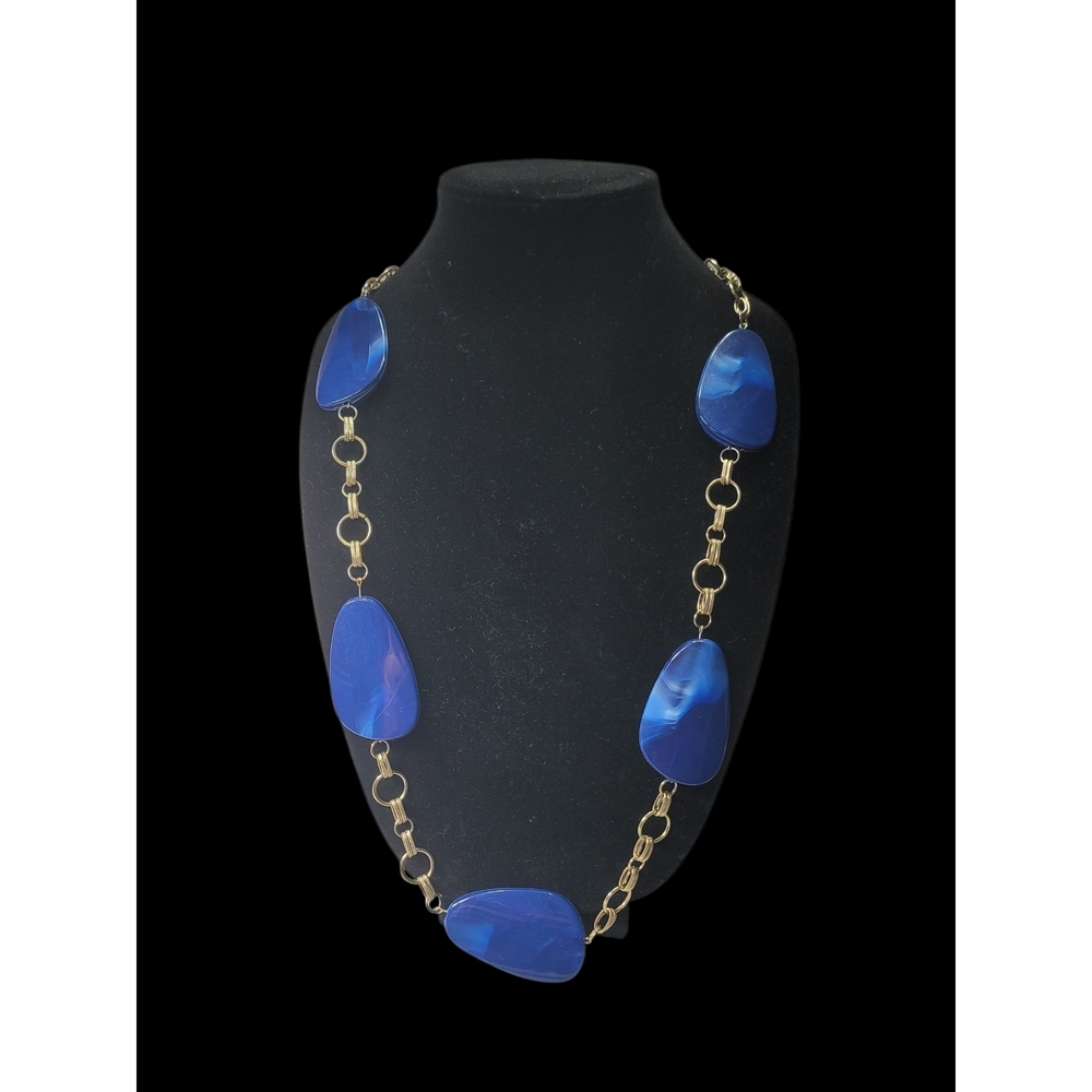 💙 Bold Blue and Gold Statement Necklace